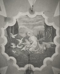 starší foto interiéru kostela - malba J. Ulbla z roku 1934
