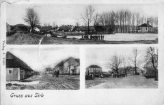 dobová pohlednice vsi s kostelem