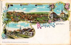 dobová pohlednice vsi s kostelem