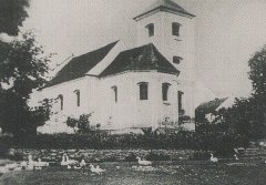 výřez snímku s kostelem z předchozí pohlednice