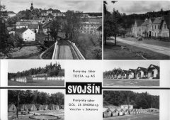 dobová pohlednice vsi s kostelem