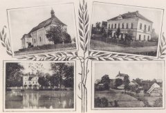 dobová pohlednice vsi s kaplí