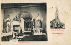 kostel na dobové pohlednici