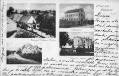 dobová pohlednice se zříceninou kostela