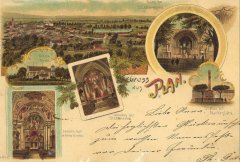 dobová pohlednice se zříceninou kostela