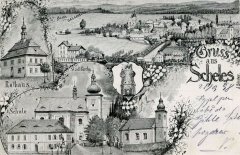 dobová litografie s oběma kostely