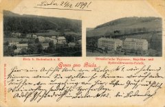 dobová pohlednice vsi s kostelem