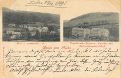 dobová pohlednice vsi s kostelem