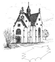 kresba kostela