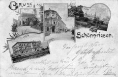 dobová pohlednice vsi s kostelem