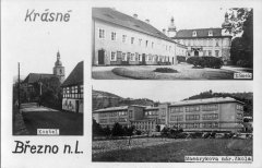 dobová pohlednice vsi s kostelem