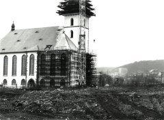 kostel po přesunu - v rekonstrukci