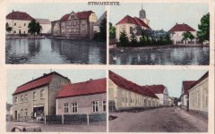 dobová pohlednice vsi s kostelem