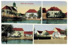 dobová pohlednice vsi s kostelem