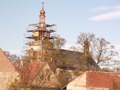 oprava věže - pohled zepředu zprava