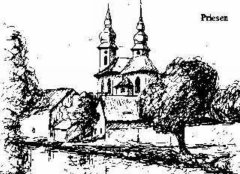 kresba s námětem kostela