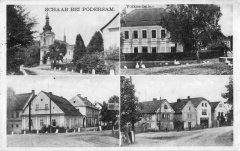 dobová pohlednice vsi s kostelem