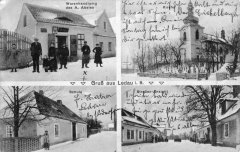 dobová pohlednice vsi s kostelem