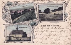 dobová pohlednice vsi s kaplí