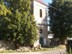 pohled zepředu zleva - oprava ohradní zdi kostela