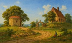 kresba kostela (vpravo)