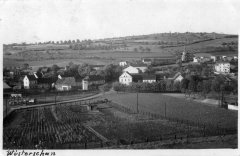 celkový pohled na ves s kostelem (vpravo)