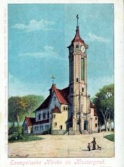dobová pohlednice s motivem kostela