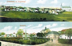 dobová pohlednice města s kostelem