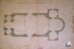 stavební plán kostela od F. A. Kaňky - půdorys
