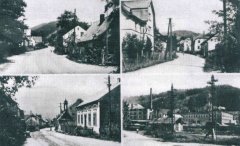 dobová pohlednice vsi s kaplí (na levém dolním snímku)