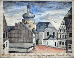obraz kostela před požárem 7.7.1848
