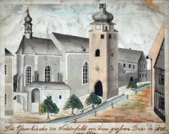 obraz kostela před požárem 7.7.1848