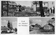 dobová pohlednice vsi s kostelem (vlevo dole)