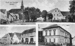dobová pohlednice vsi s kostelem