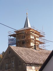 oprava věže kostela