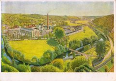 kaple na dobové pohlednici (v pozadí, vlevo od komína)