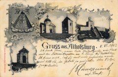 kaple na dobové pohlednici (vpravo)