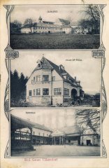 dobová pohlednice lázní s kaplí (na dolním snímku)