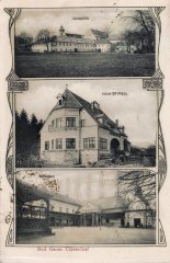 dobová pohlednice lázní s kaplí (na dolním snímku)