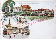 dobová pohlednice města s kostelem