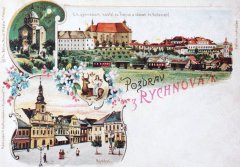 dobová pohlednice města s kostelem