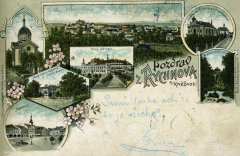 dobová pohlednice města s kostelem