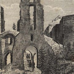 kresba hradu s kostelem (detail)