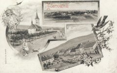 dobová pohlednice města s kostelem