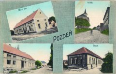 dobová pohlednice vsi s kostelem
