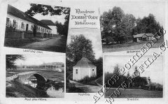 dobová pohlednice s kostelem (vpravo dole)