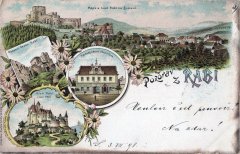 dobová pohlednice města s kostelem