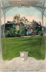 dobová pohlednice města s kostelem