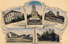 dobová pohlednice vsi s kostelem