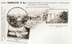 dobová pohlednice s motivem kostela (vlevo nahoře)